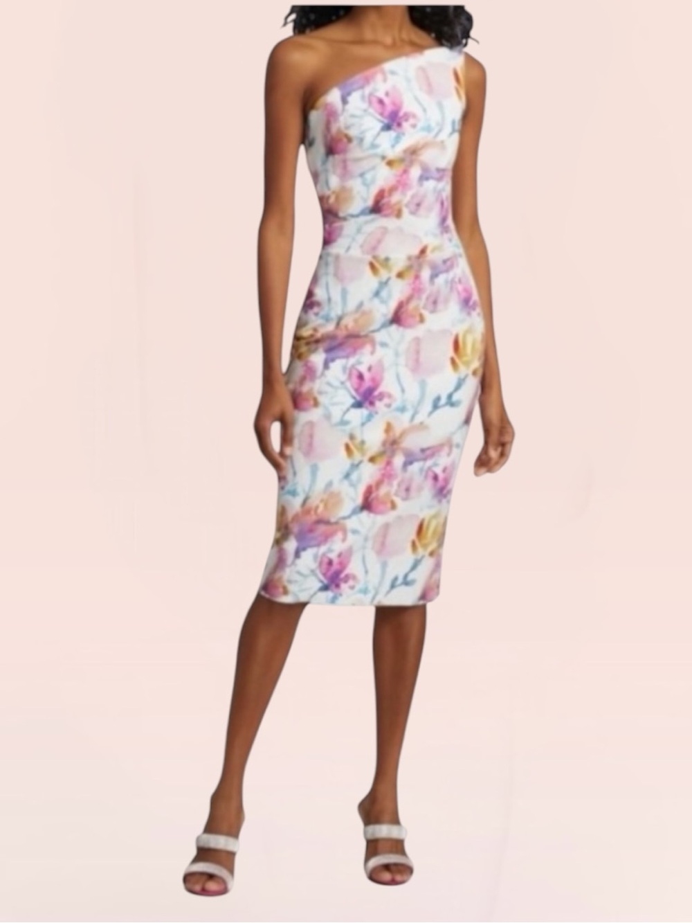 NEW! CHIARA BONI LA PETITE ROBE ANGELINA Floral One shoulder Dress